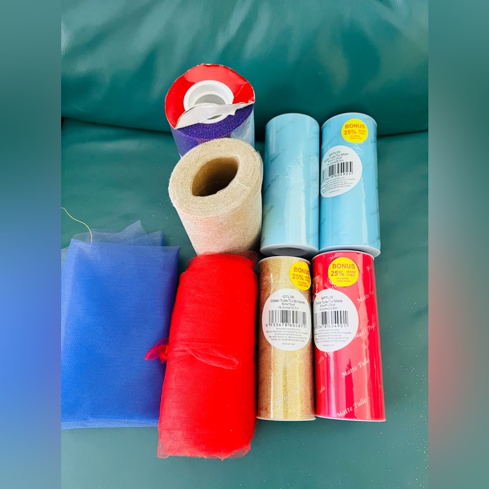 Tulle 6x rolls  + 2 gift, craft fabric